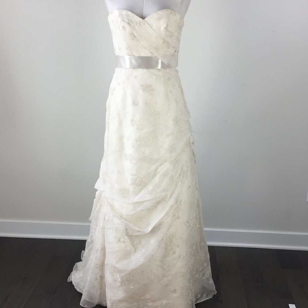 New Judd Waddell 8 Ivory Lace Silk Embroidered